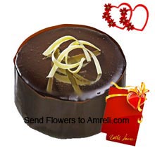1Kg (2.2 Lbs) Chocolate Truffle Cake With A Valentine's Day Card