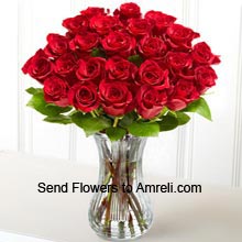 24 Red Roses In A Vase