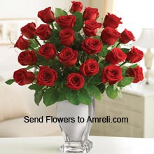 18 Red Roses In A Vase