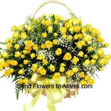 Arrangement Of 75 Yellow Roses With Seasonal Fillers. To Change The Color You Can Specify The Color You Require In 