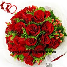 Bunch Of 30 Red Roses With Seasonal Fillers