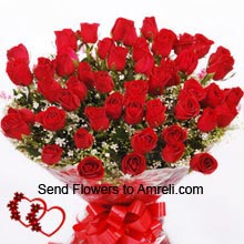 Bunch Of 40 Red Roses With Seasonal Fillers