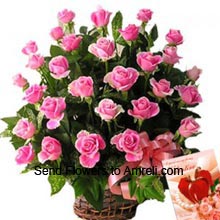 Basket of 36 Pink Roses
