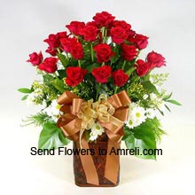 12 Red Roses In A Vase