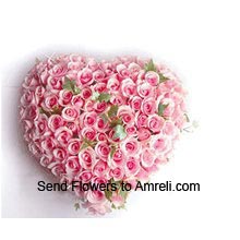 Heart Shaped Arrangement Of 100 Pink Roses