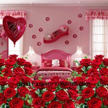 250 Red Roses With Few Mylar Balloons And A Small Cute Teddy Bear