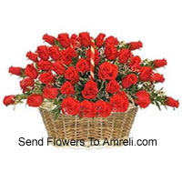 A Beautiful Basket Of 50 Red Roses