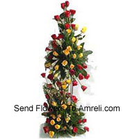 4 Feet Tall Arrangement Of 125 Red Roses And 125 Yellow Roses