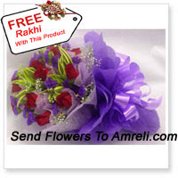 12 Stalks Of Passionate Red Roses With A Free Rakhi